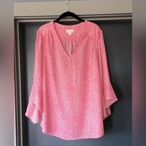 Belle by Kim Gravel 1X Pink Abstract Polka Dot blouse